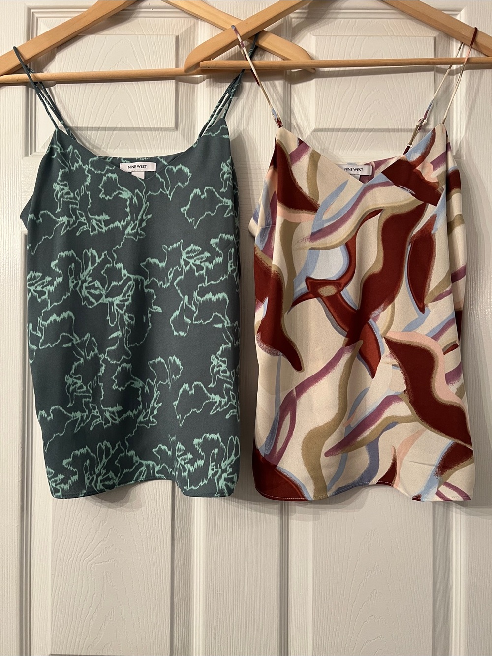 Nine West Sage Green Floral Cami & Multi-Color Abstract Cami - Set of 2
